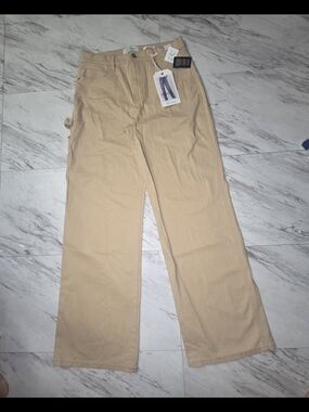 Re Generation Beigr High Waisted Wide Leg Utility Trausers NWT Size 11/30